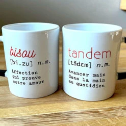 Coffret Duo Mugs Tandem Anse Coeur -Créatifs Cadeaux Magasin coffret duo mugs tandem anse coeur 2