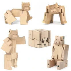 KIKKERLAND Cube Ours Puzzle Bois -Créatifs Cadeaux Magasin cube ours puzzle bois square bear 2