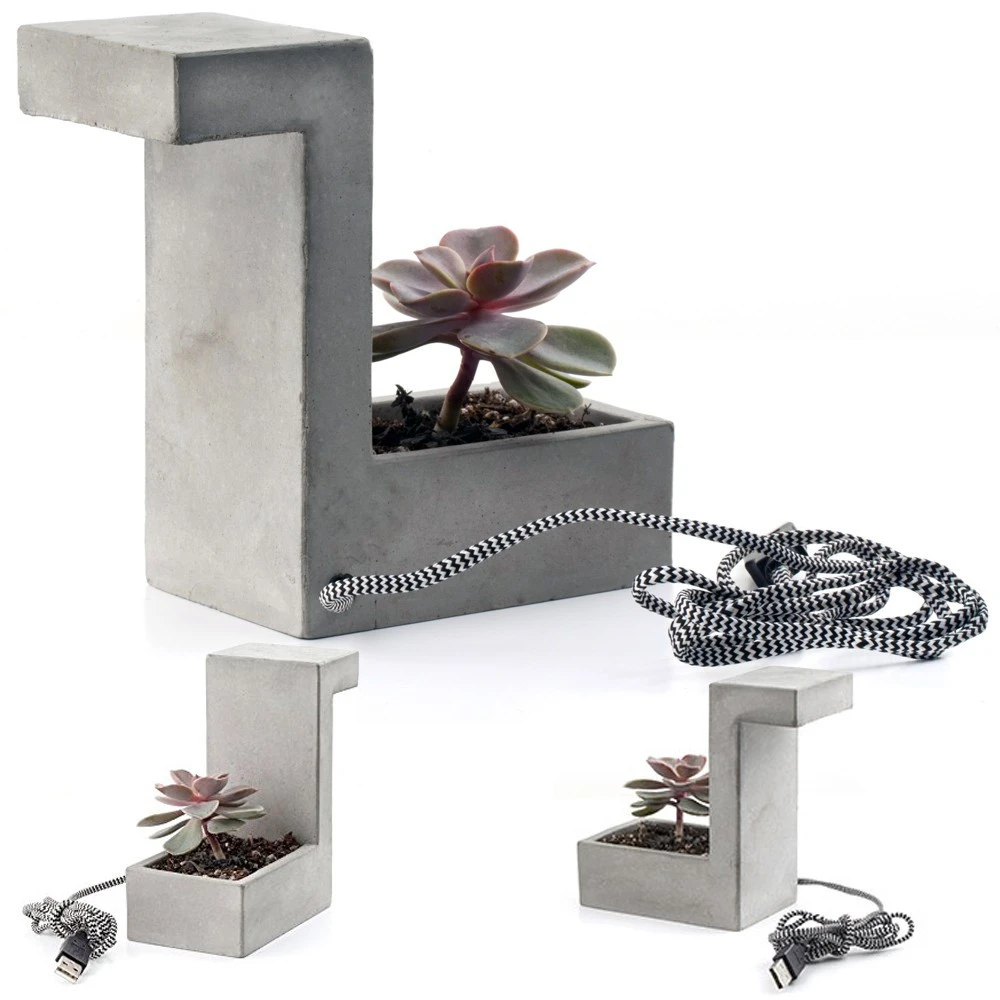 Lampe De Bureau En Béton Avec Jardinière 5 Lampe De Bureau En Béton Avec Jardinière – Image 3