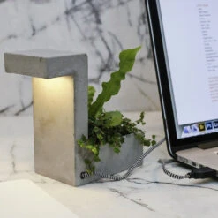 Lampe De Bureau En Béton Avec Jardinière