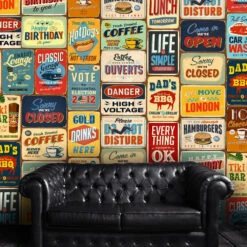 Mur De Stickers Effet Plaque Métal Vintage