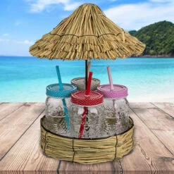 Paillotte à Cocktail 4 Mason Jar