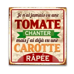Plaque Métal Humour Tomate-Carotte -Créatifs Cadeaux Magasin plaque metal humour tomate carotte 2