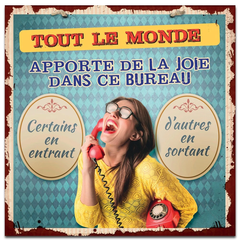 Plaque Métal Joie Au Bureau 4 Plaque Métal Joie Au Bureau – Image 2