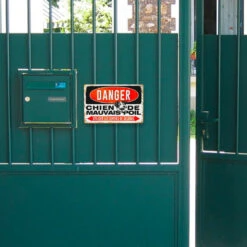 Plaque Métal Rétro Danger Chien De Mauvais Poil