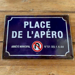 Plaque Métal Rétro Place De L'apéro