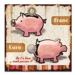 Plaque Métal Tirelire Euro-franc 5 Plaque Métal Tirelire Euro-franc -Créatifs Cadeaux Magasin plaque metal tirelire euro franc 1