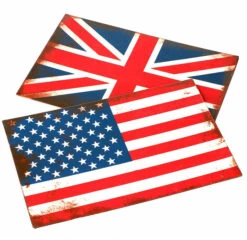 2 Plaques Métal Vintage Drapeau -Créatifs Cadeaux Magasin plaques metal vintage drapeau 2