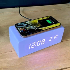 Réveil Bloc Chargeur Induction Violet -Créatifs Cadeaux Magasin reveil bloc chargeur induction violet 2