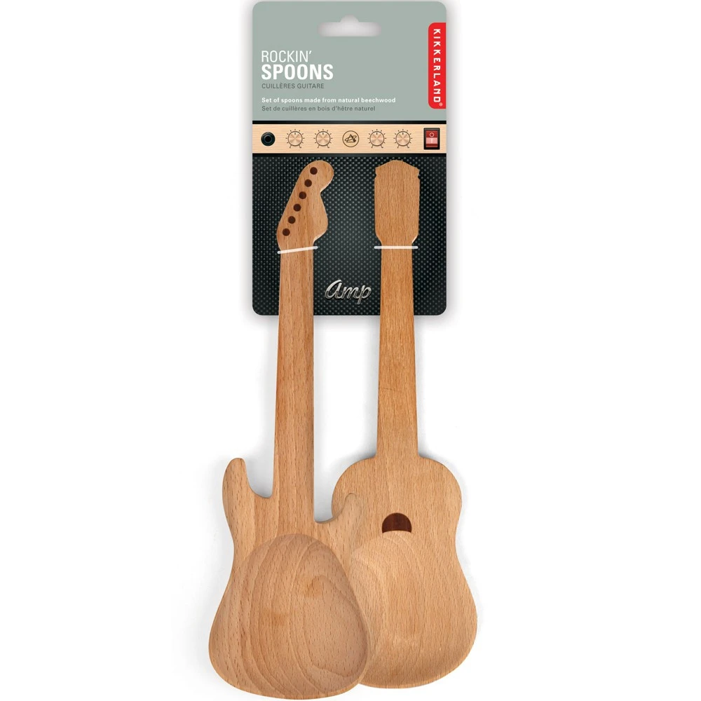 KIKKERLAND Set 2 Cuillères En Bois Guitare 5 KIKKERLAND Set 2 Cuillères En Bois Guitare – Image 3
