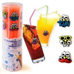 Set Cocktail Pailles Et Marque-verres -Créatifs Cadeaux Magasin set cocktail pailles et marque verres 2