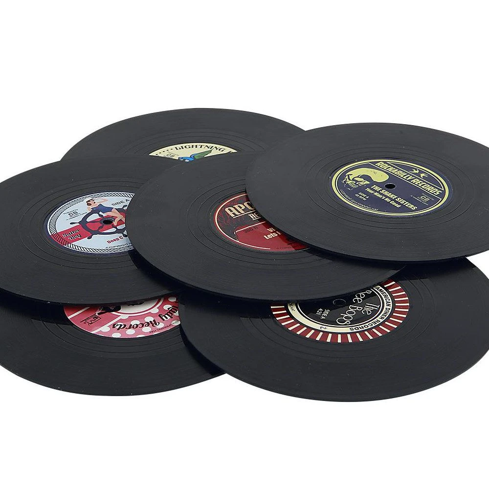Set De 6 Dessous De Verre Vinyl Rockabilly 6 Set De 6 Dessous De Verre Vinyl Rockabilly – Image 4