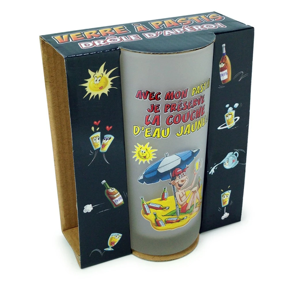 Verre "Avec Mon Pastis, Je Préserve La Couche D'eau Jaune" 3 Verre "Avec Mon Pastis, Je Préserve La Couche D'eau Jaune"