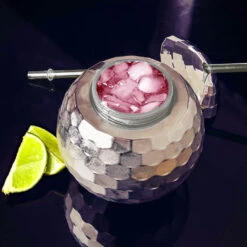 Verre Boule à Facettes Et Sa Paille -Créatifs Cadeaux Magasin verre boule a facettes et sa paille 2